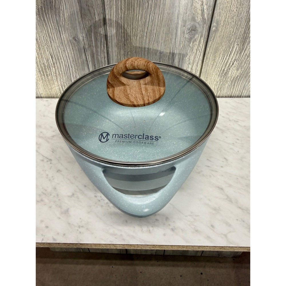 Masterclass Premium Cookware Blue Speckled Dutch Oven Casserole Pot Lid 9.5in